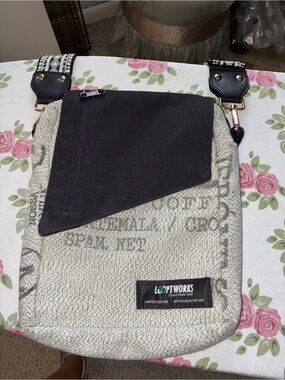 Looptworks Upcycled Gray Crossbody Bag with Black Accent